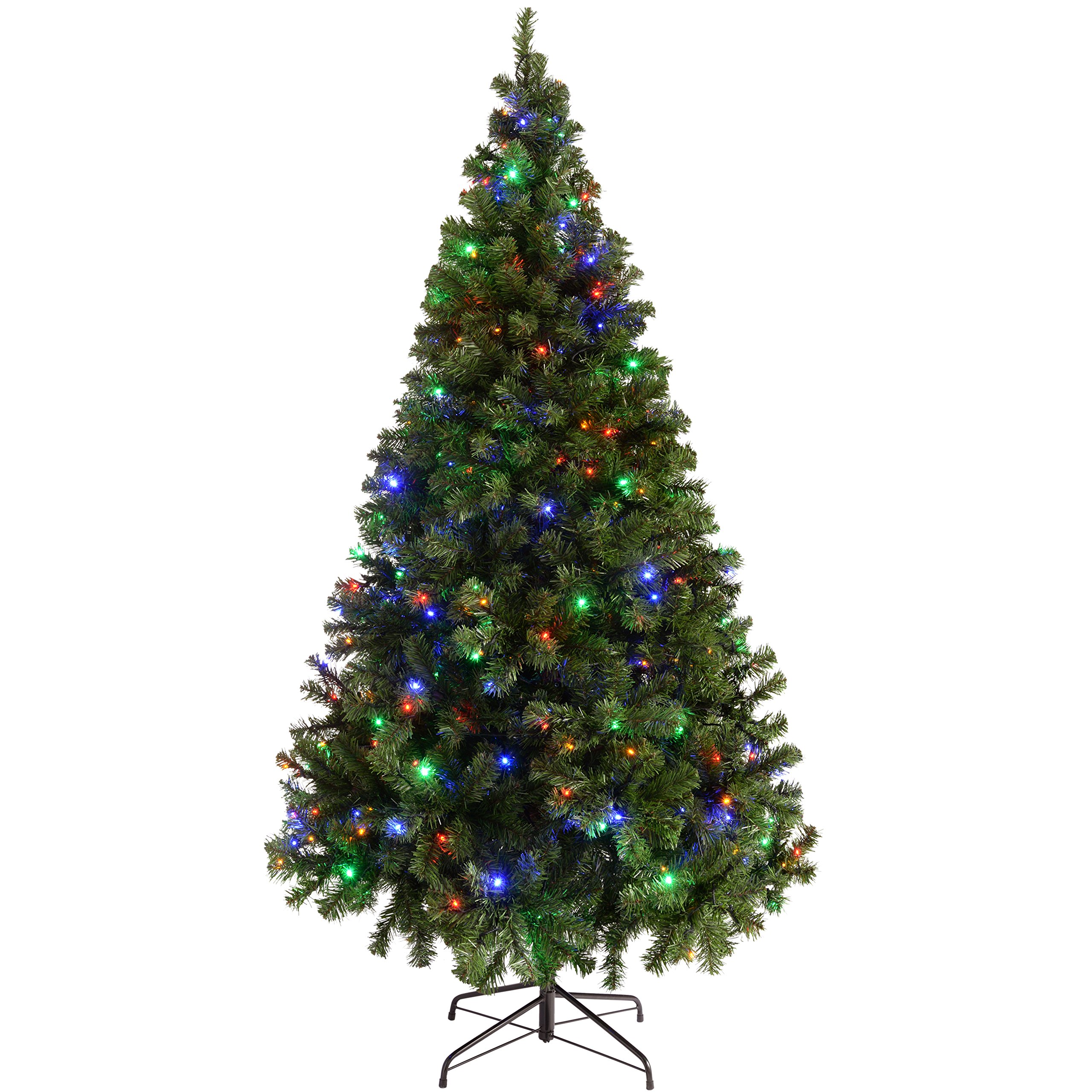 WeRChristmas Pre-Lit Spruce Multi-Function Christmas Tree, 1.8 m - 6 feet with 200-LED, Multi-Colour