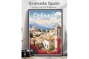 Granada Spain Cross Stitch Pattern: Large Print Vintage Travel Poster Cross-Stitch Design (WanderStitch: A Retro Travel Cross