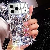 Bonitec Luxury Bling Case Compatible with iPhone 17 Pro, 3D Sparkle Crystal Glitter Diamond Rhinestone Cover for Women, Girly Shiny Phone Case Clear