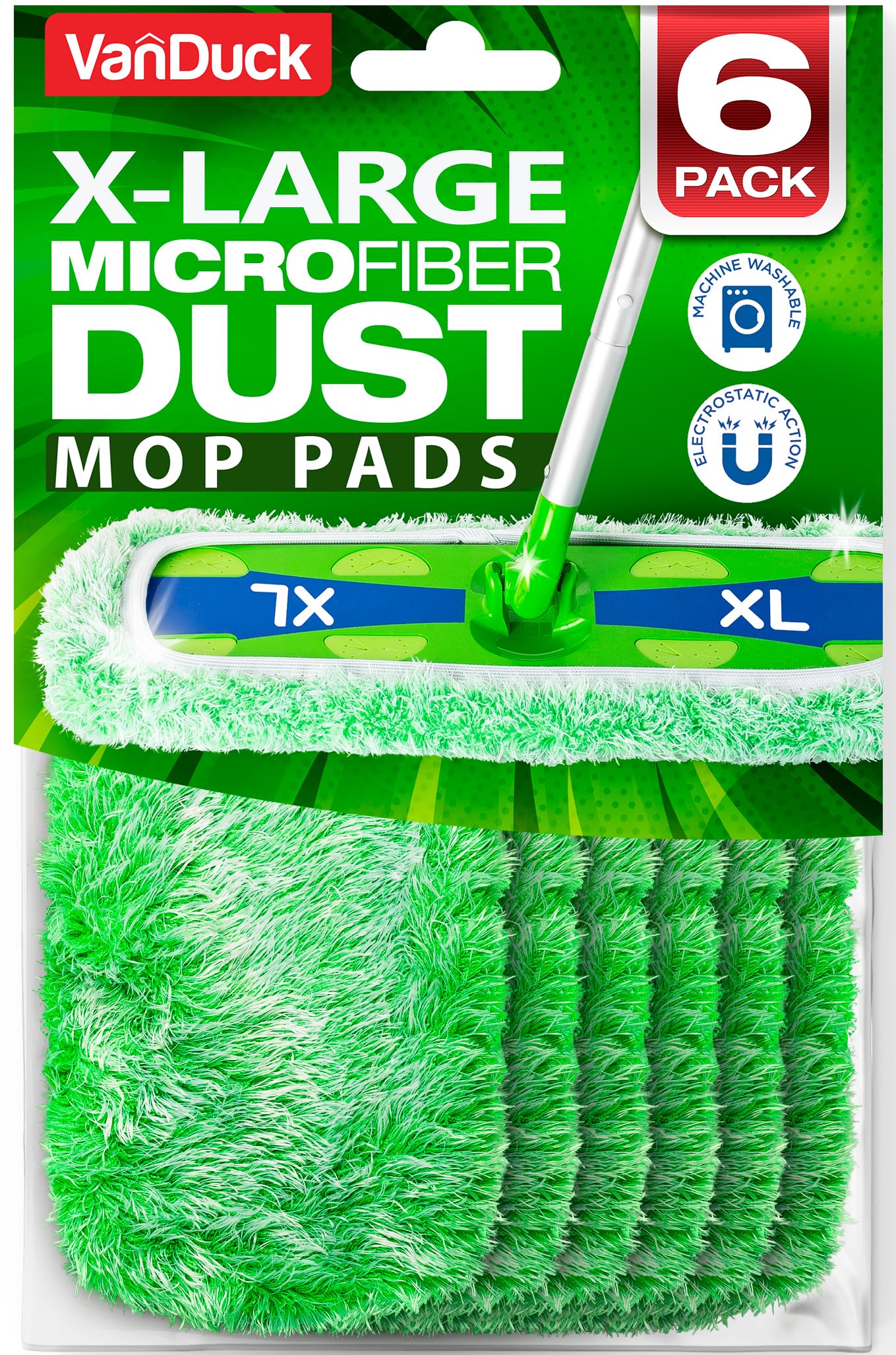 Photo 1 of VanDuck X-Large Dust Mop Refill for Swiffer XL (6 Pack) - Microfiber Pet Heavy Duty Dry Sweeping Refills - Reusable Mop Pad