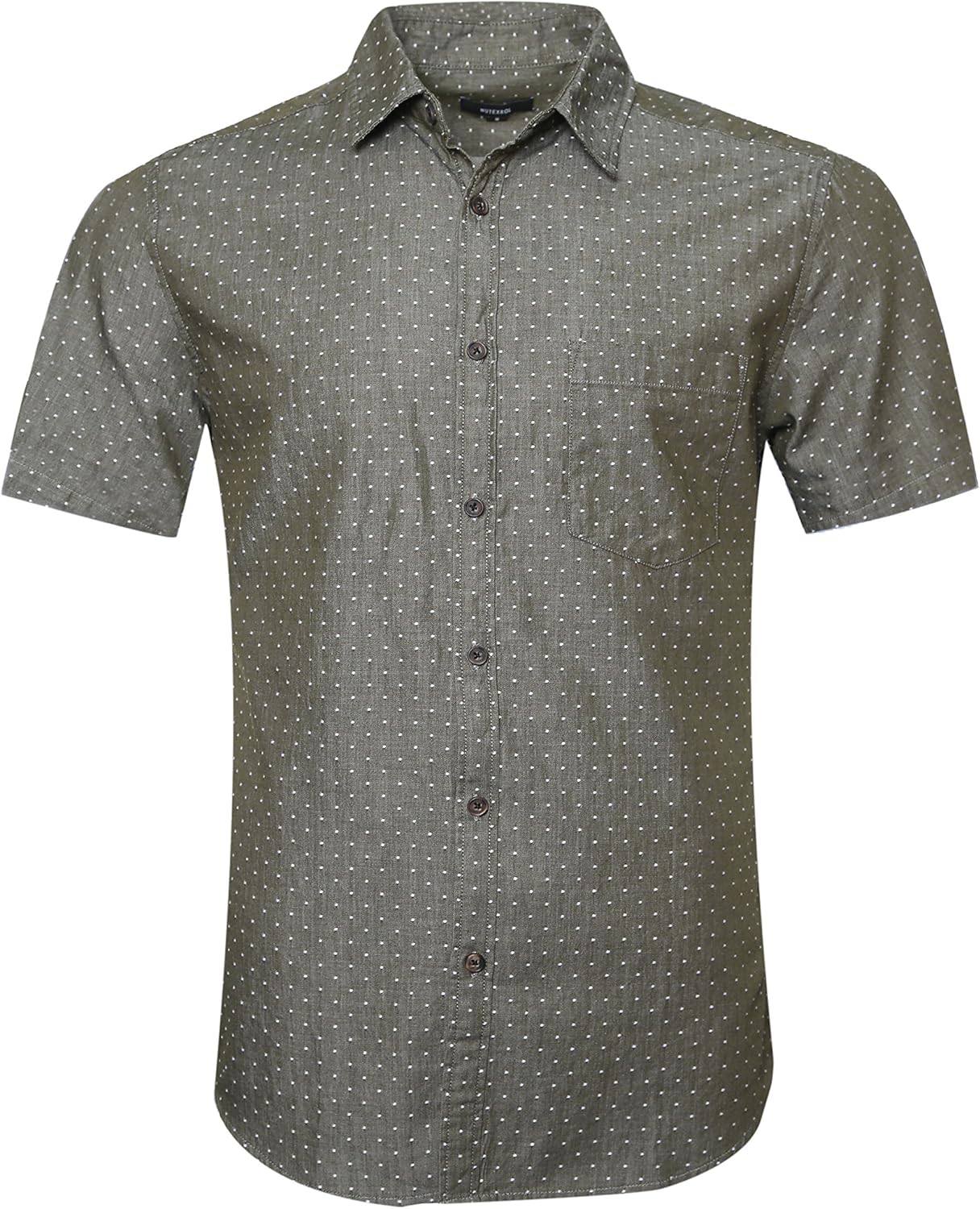 NUTEXROL Mens Print Shirt Casual Short Sleeve Regular-fit Cotton Shirts: Clothing