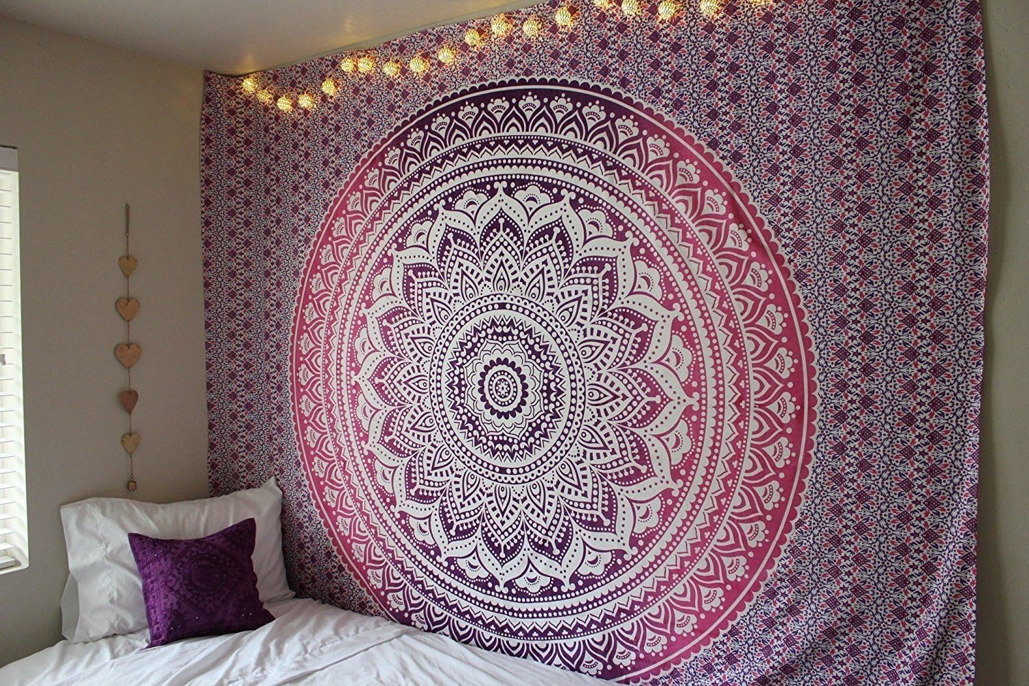 Tapestries - Popular Handicrafts Tapestry Wall Hanging Hippie Mandala Bohemian Hippy Intricate Indian Tapestries Bedspread 90 x 108 Inches (230cm x 270cm) Purple Ombre