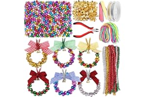 Kalolary Christmas Jingle Bell Wreath Ornaments Craft Kit Christmas Tree Hanging Decorations for Holiday Xmas DIY Bracelets Necklaces Artwork