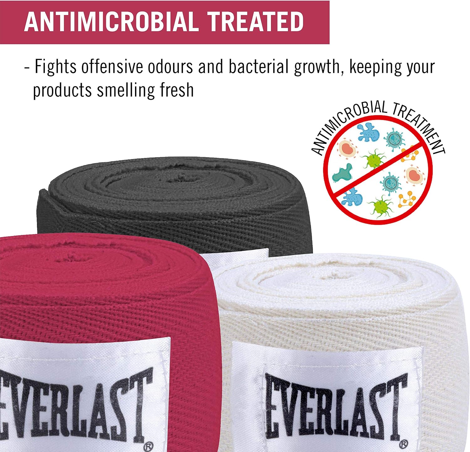 Everlast Unisex 120 3 Pack of Handwraps, Red/black/nat - Image 5