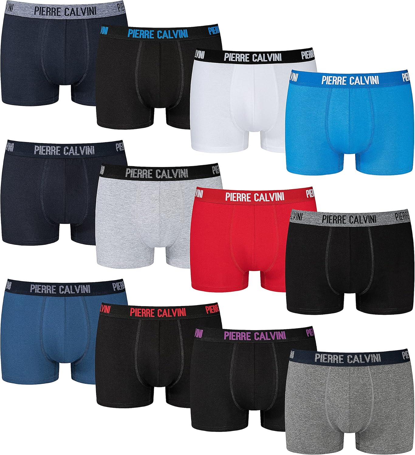 Pierre Calvini Hipster Boxer Shorts Pack of 12 Size S, M, L, XL, XXL