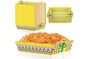 50 Pack Cinco De Mayo Party Decorations - Paper Food Trays Mexican Disposable Serving Fiesta Plates for Birthday Supplies(Yel