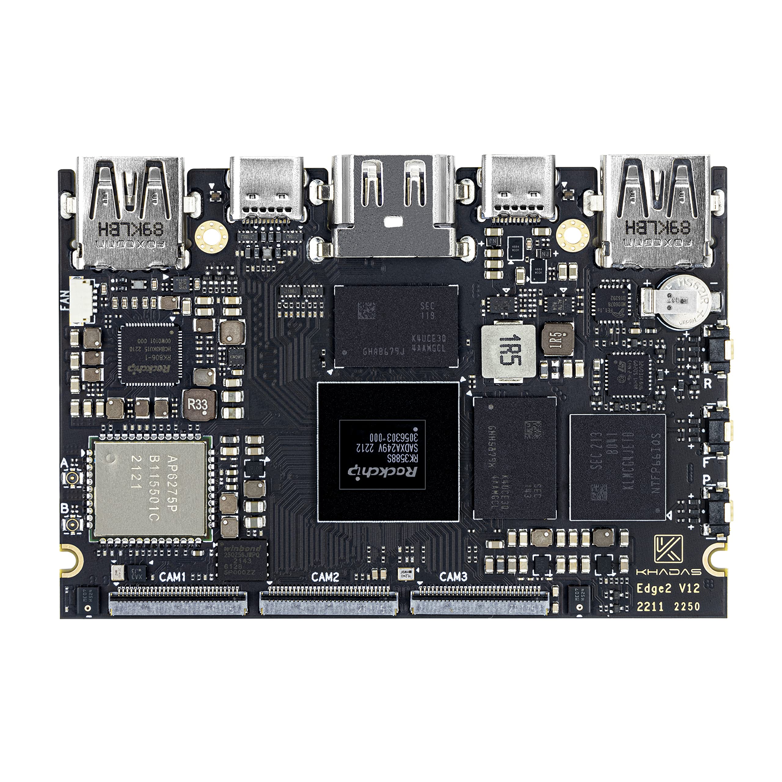 Mini ARM PC, Khadas Edge2 Pro Maker Kit RK3588S Single Board Computer, ARM Mali-G610 MP4 GPU, 6 TOPS AI NPU, Wi-Fi 6, Bluetooth 5.0, 8K HD Display & Decoder, 4K UI & 4 Independent Display