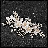 SWEETV Wedding Hair Comb Clip Bridal Crystal Wedding Hair Accessories for Brides and Bridesmaid, Gold
