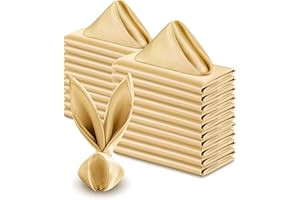 VACVELT 50 Pack Gold Satin Napkins 20x20 Inch Wedding Napkins Bulk, Decorative Elegant Dinner Napkins Square Table Napkins Decor, Silky Satin Cloth Napkins for Restaurant Banquet Graduation Party