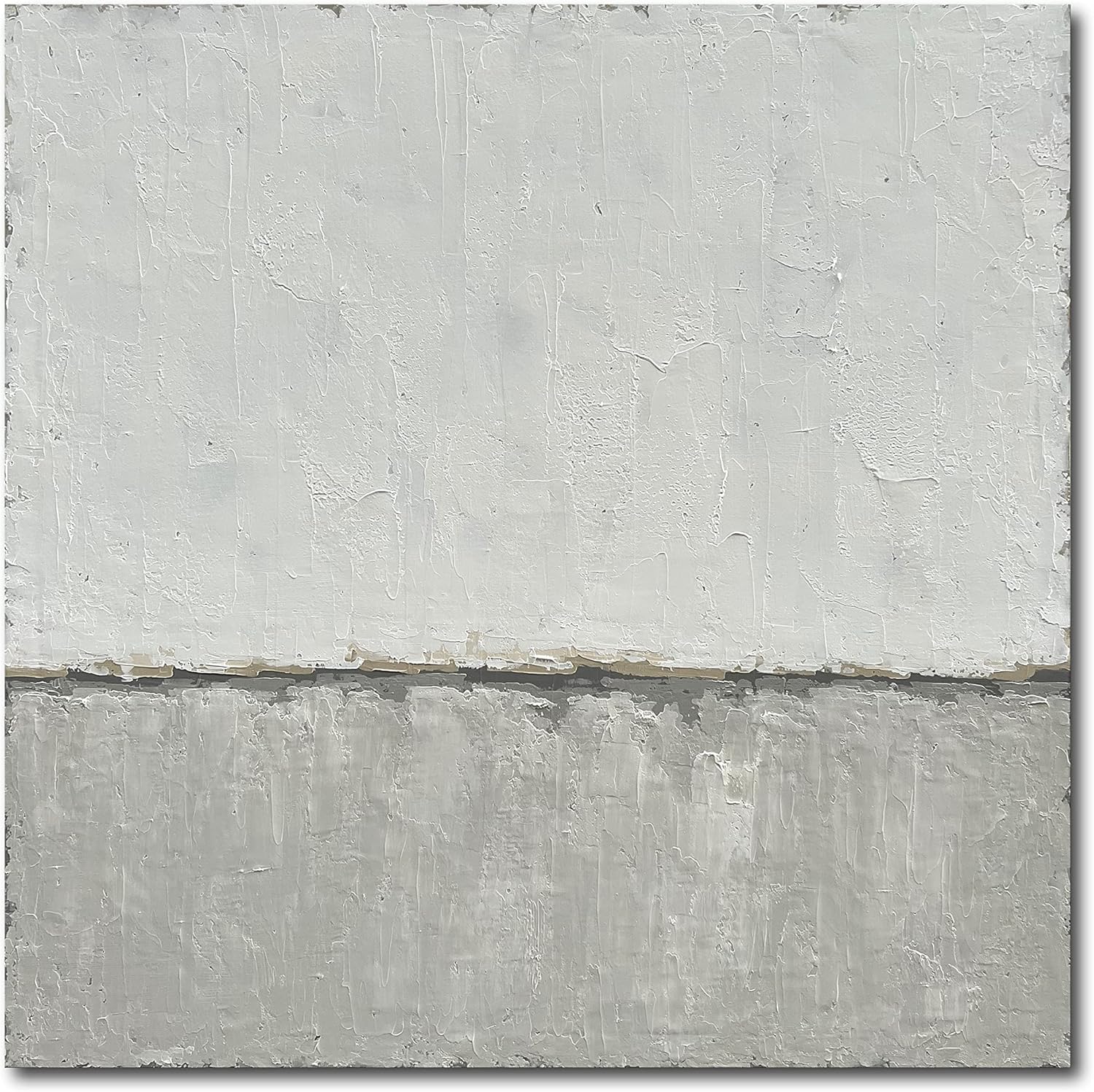 Paintings - NANKAI Abstract Canvas Wall Art Hand-Painted Grey Minimalist Painting on Canvas White Acrylic Painting Original Modern Home Decor Wall Ready to Hang 24x24 inch