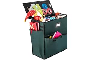 Wrapping Paper Storage Center - Portable Gift Wrap Station to Stow and Organize Flat Sheets, Holiday Gift Bags, Bows, and Ribbons by Elf Stor (Green)