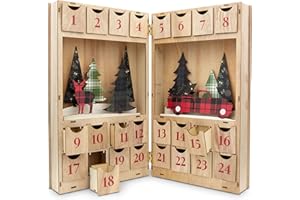 Weddingstar Reusable Wooden Advent Drawer Christmas Calendar Plaid Stag - Non Customizable