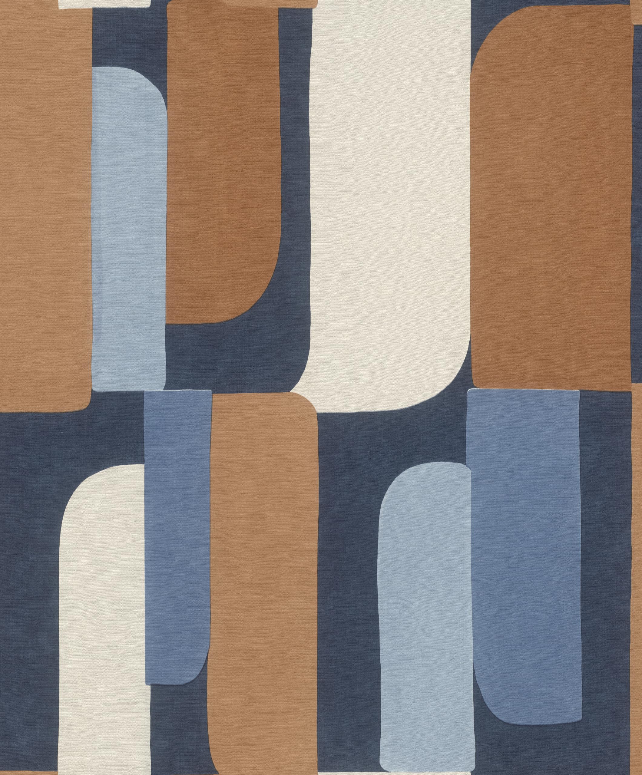 Rasch Wallpaper 330519 Non-Woven Wallpaper with Geo Pattern in Blue, Brown, White from The Paraiso Collection 10.05 m x 0.53 m (L x W)