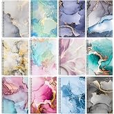 Fuutreo 12 Pcs Spiral Notebook for Work, 8.3 x 5.7 Marble Pattern | College Ruled Journals for Work, Kraft Cover 60 Sheets 120 Pages, Small Notebooks for Meetings and Daily Note Taking School