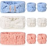 DiyJibb 9 Pcs Spa Headband for Washing Face,Skincare Headband and Wristband Set,Women Teen Girls Facial Hairbands for Washing Face, Makeup, Sports, Yoga (apricot + blue + orange pink)