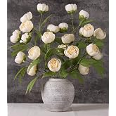 6 Pcs Peonies Artificial Flowers 27" Faux Flowers for Vase, Champagne | Silk Flowers for Home Decor Indoor, DIY Bouquet, Centerpieces for Tables, Wedding, Arrangements, Office Decor