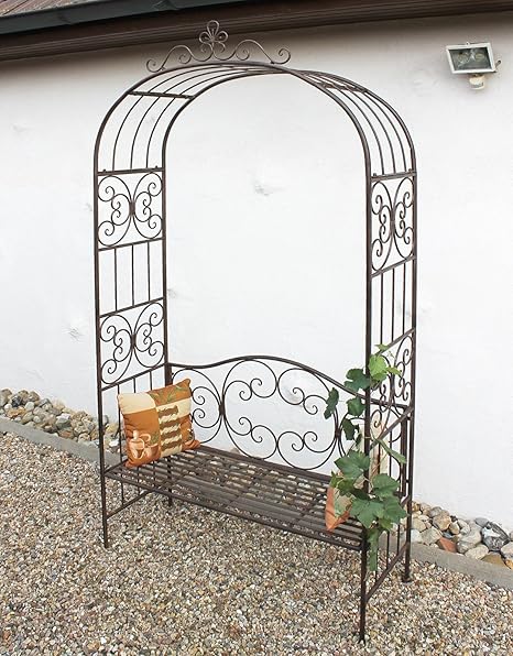 Dandibo Rosenbogen Mit Bank 120852 Aus Metall 250 Cm Gartenbank Spalier Pergola Kletterhilfe Amazon De Garten