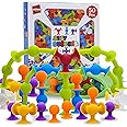 ACME CO 50 Pcs Baby Suction Toys - Fun Baby Bath Toys, Squigz, Bath Toys for Toddlers, Educational Toddler Sensory Toys, Interactive Play of Building Toys, Montessori Toys Stocking Stuffers for Kids