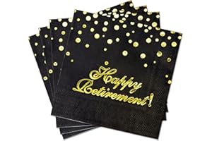 Pandecor 50 Pack 3 Layers Birthday Party Supplies,6.5 x 6.5 In Paper Napkins Birthday Party Decorations (retirement napkins)