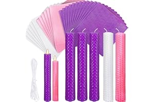 Yuntau 24 Pcs Advent Beeswax Candle Making Kit Christmas DIY Taper Candle Set Include Beeswax Honeycomb Sheets and Cotton Wick Kit for Fun Project Family (8 x 8 Inches, Pink, White, Purple)