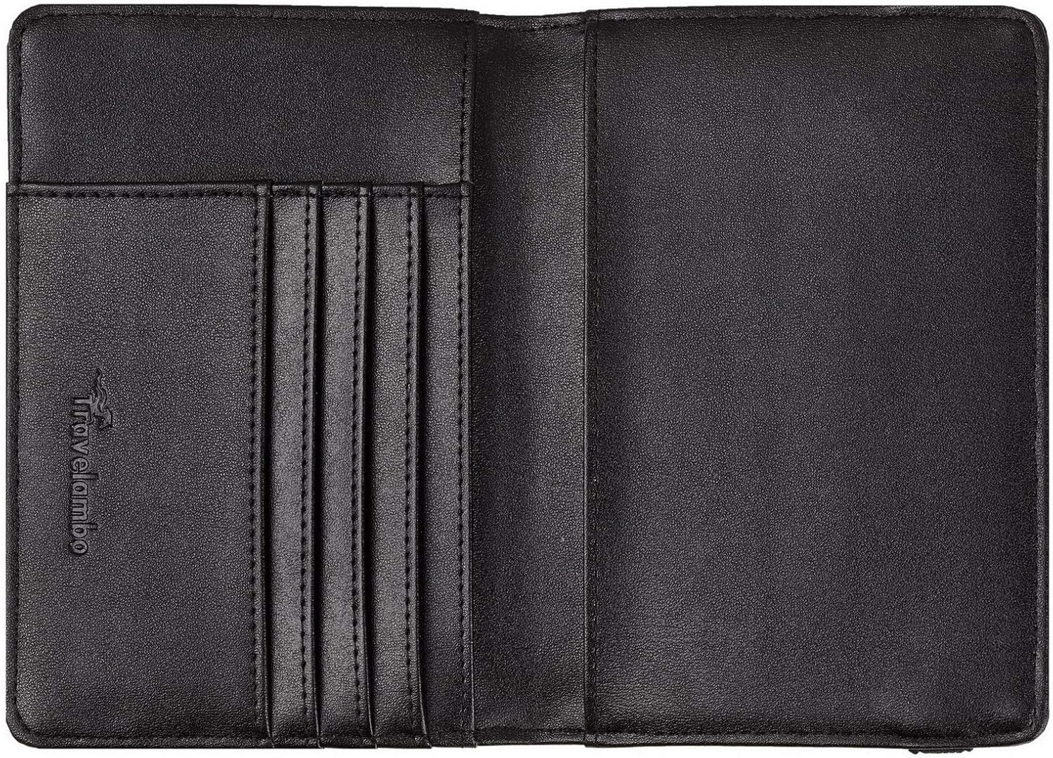  | Travelambo RFID Blocking Leather Passport Holder Cover Case Travel Wallet Elastic Strap(01 Black NP Black) | Passport Wallets