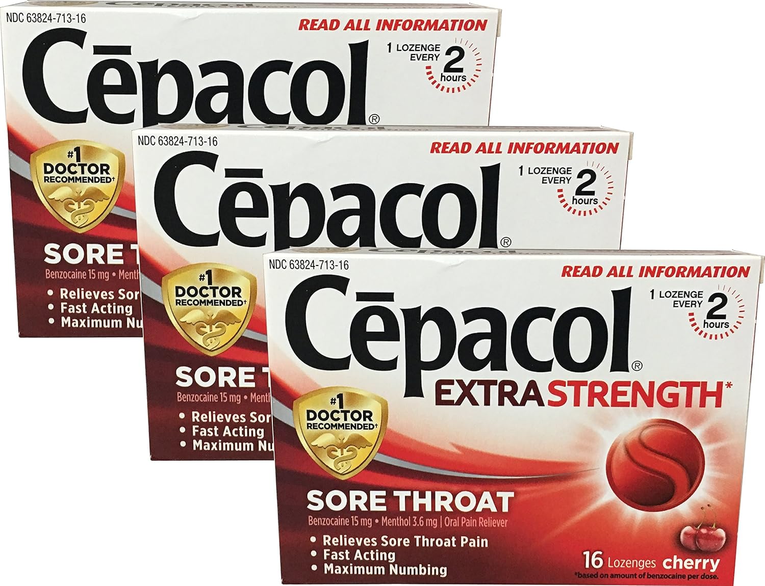 Cepacol Extra Strength Sore Throat, 16 Lozenge, 3-pack, Cherry : Beauty