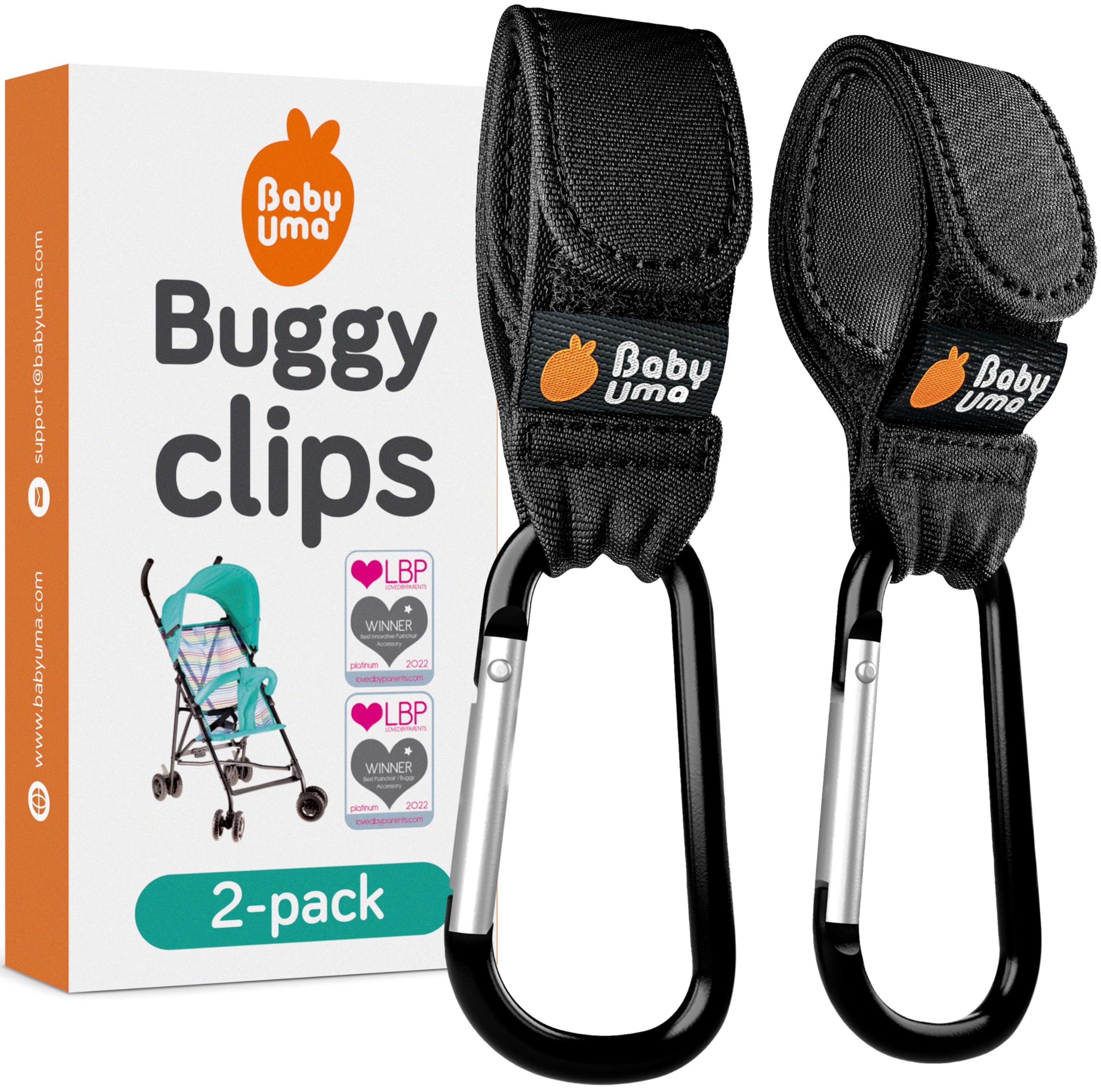 Baby Uma Buggy Clips - 2022 Double-Platinum Winning Pram Clips, Universal Pram Accessories, 5 kg Weight Capacity & Non-Slip, Baby Travel Essentials