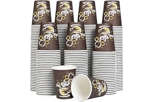 100 Pack 12 oz Coffee Cups, Disposable Paper Cups for Hot/Cold Tea, Beverage, Sturdy to Go Hot Cups for Party, Home & Office,