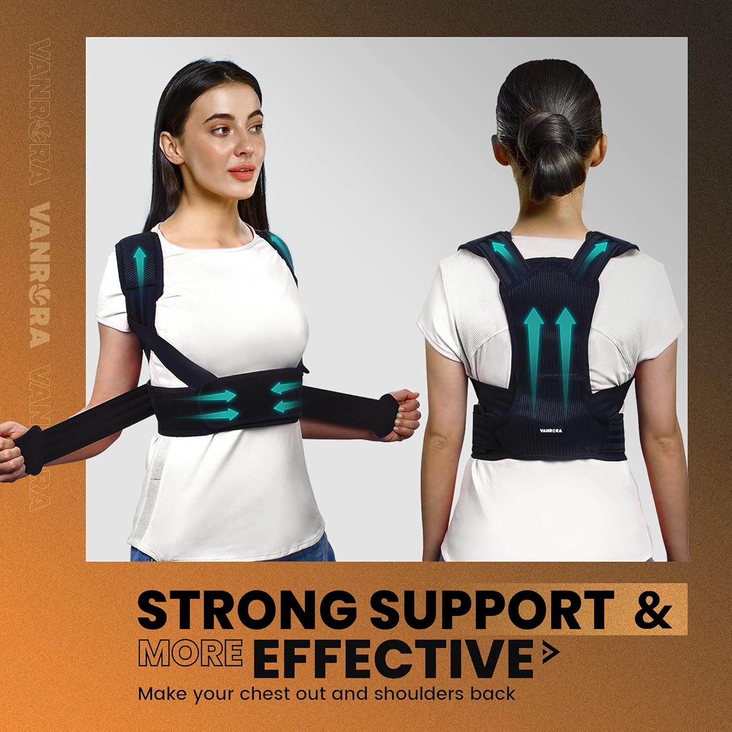 VANRORA Posture Corrector for Women and Men, Back Brace Fully Adjustable & Comfy, Support Straightener for Spine, Back, Neck, Clavicle and Shoulder, Improves Posture and Pain Relief S/M: Industrial & Scientific