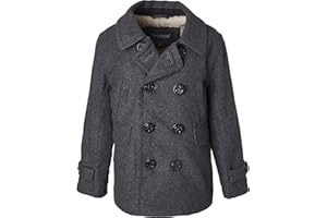 Sportoli Boy Classic Wool Blend Sherpa Winter Dress Pea Coat Peacoat Jacket