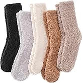ANTSANG Fuzzy Socks for Women Men Slipper Fluffy Cozy Warm Winter Thick Plush Crew Socks 5 Pairs