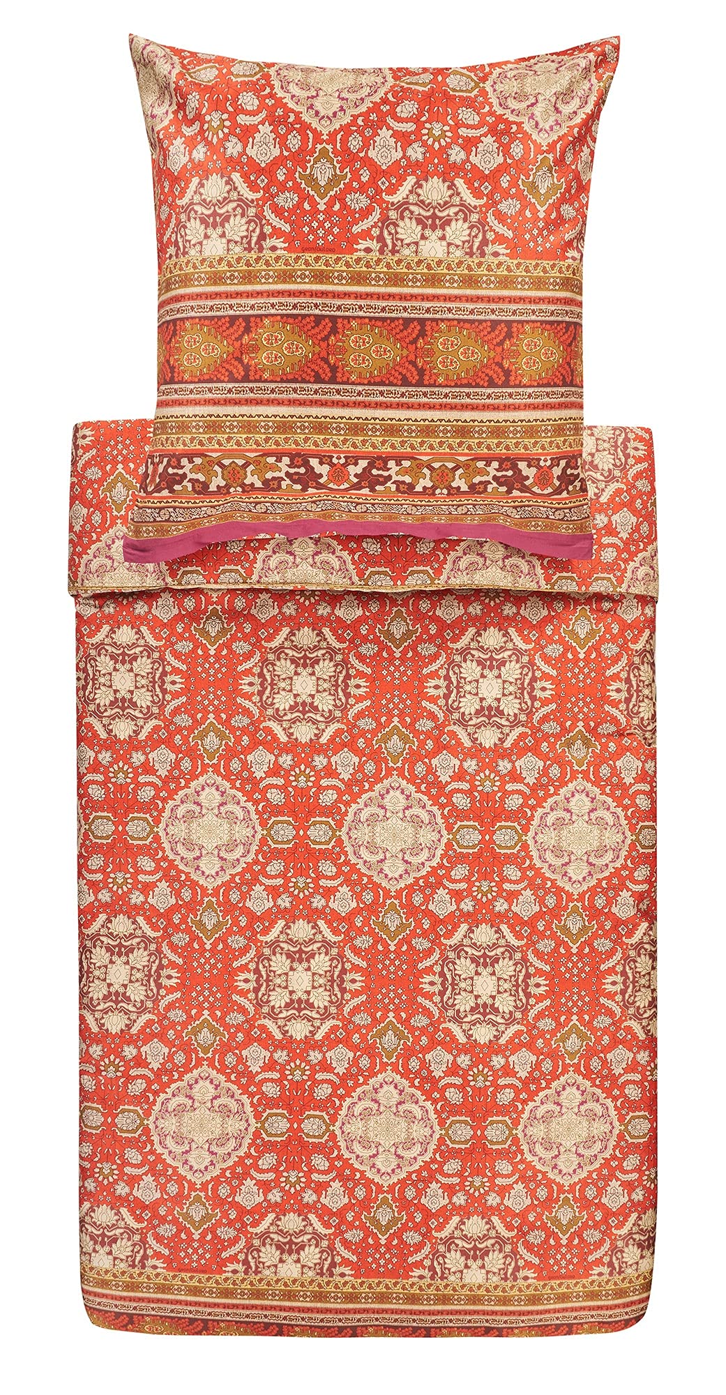 Bassetti Piazza San Marco R1 Rosso 9314255 Bed Linen Set 2-Piece 100% Cotton with Zip Closure 155 cm x 200 cm 80 cm x 80 cm