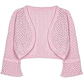BOLEROSE Girls 3/4 Sleeve Loose-Knit Childrens Kids Bolero Shrug