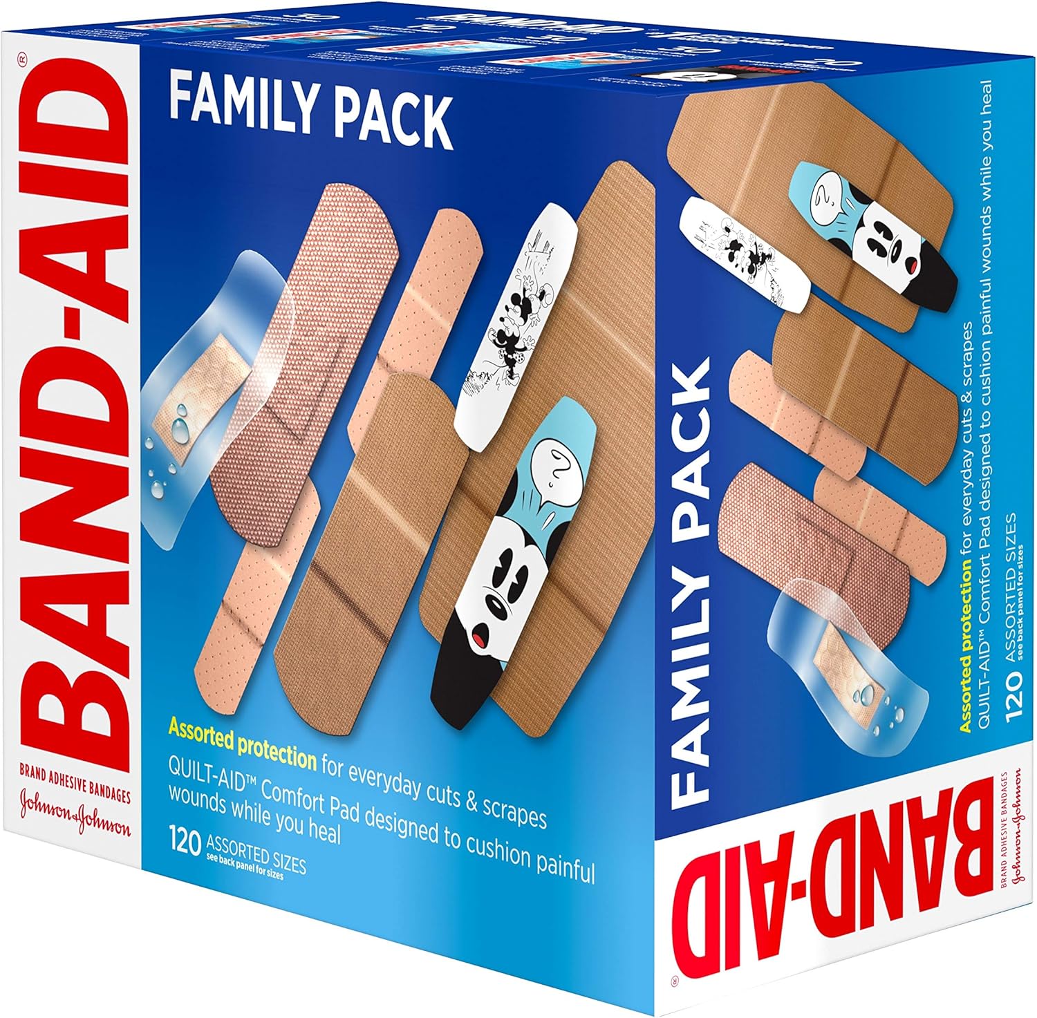 Band-Aid Brand Adhesive Bandage Family Variety Pack in Assorted Sizes including Water Block, Sport Strip, Tough Strips, Flexible Fabric and Disney Bandages for First Aid and Wound Care, 120 ct: Health & Personal Care