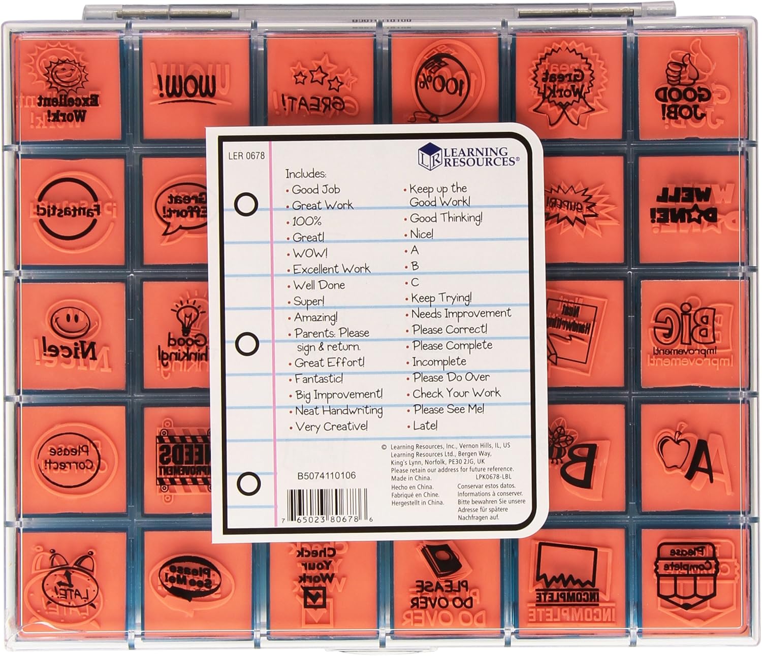 Amazon Co Jp ラーニング リソーシズ Jumbo Teacher Stamps 英語教材 先生スタンプ ご褒美 ジャンボスタンプセット 教師用 30個セット 文房具 オフィス用品
