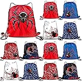 24PCS Spider Drawstring Goodie Bags - Spider Web Birthday Party Favors Candy Treat Bags for Birthday Party Decoration Supplies Backpack for Kids Boys & Girls