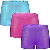 BYONEME Girls Dance Short for Gymnastics Athletic Shorts Sparkle Glitter Tumbling Bottoms