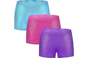 BYONEME Girls Dance Short for Gymnastics Athletic Shorts Sparkle Glitter Tumbling Bottoms