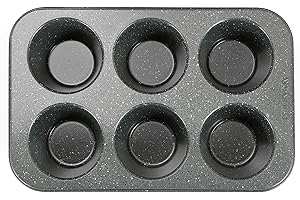 Monfish large muffin pan Jumbo Cupcake tin grey stone finish non sticking 3.5x1.75 inch cup