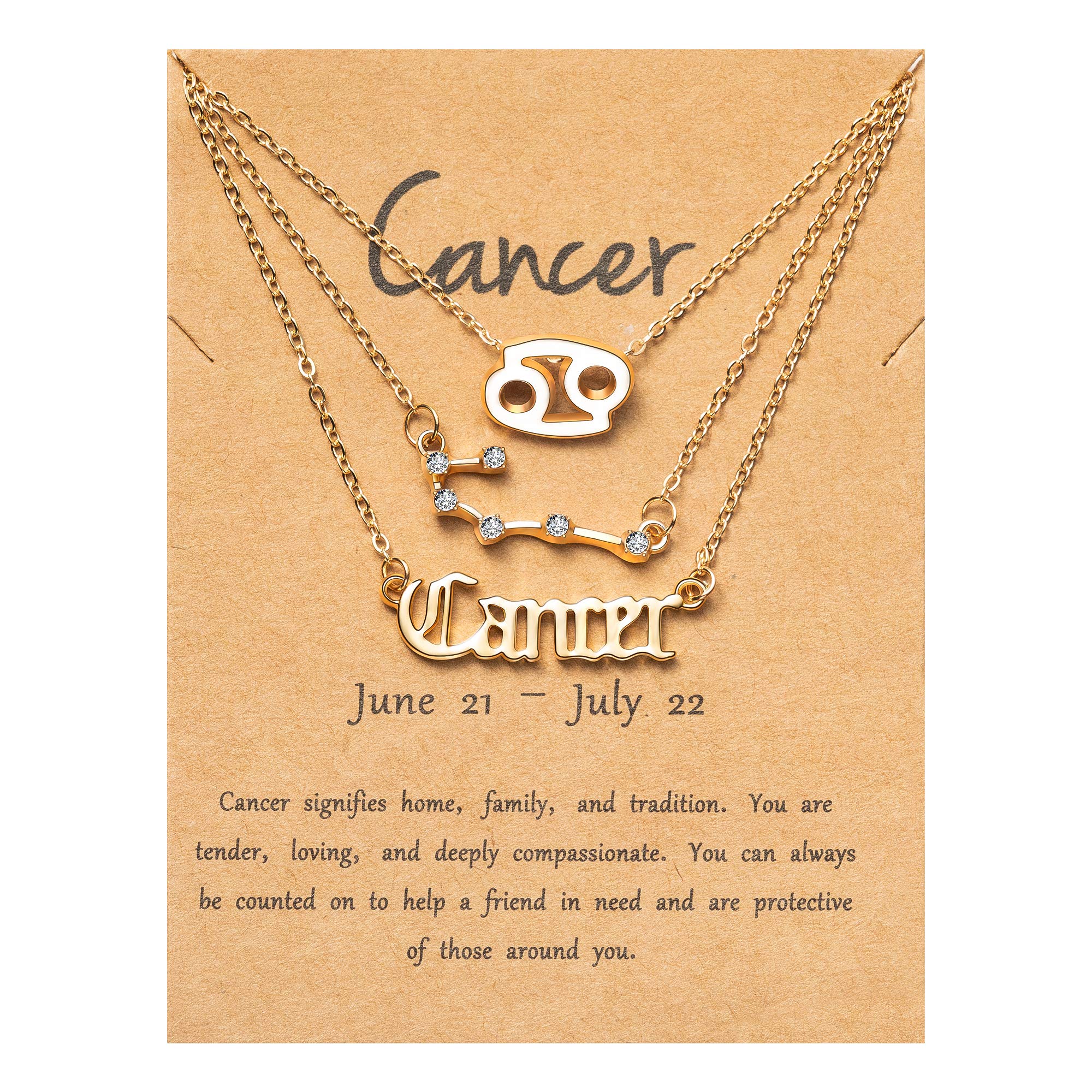 PANTIDE3Pcs Constellation Zodiac Layer Necklaces for Women Girls, Retro Gold Plated 12 Constellation Pendant Necklace Exquisite Letter Horoscope Old English Zodiac Sign Necklace Jewelry Birthday Gift