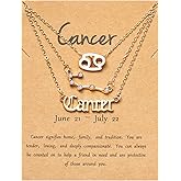 PANTIDE 3Pcs Constellation Zodiac Layer Necklaces for Women Girls, Retro 14K Gold Plated 12 Constellation Pendant Necklace Exquisite Letter Horoscope Old English Zodiac Sign Jewelry Birthday Gift