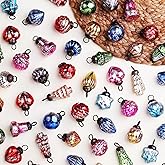 Indianshelf 25 Piece Handcrafted Glass Vintage Ornaments with Gift Box- Vintage Christmas Tree Ornaments Set- Distress Mini Xmas Decor - Unique Retro Christmas Decorations Bulk, Reusable Holiday Decor