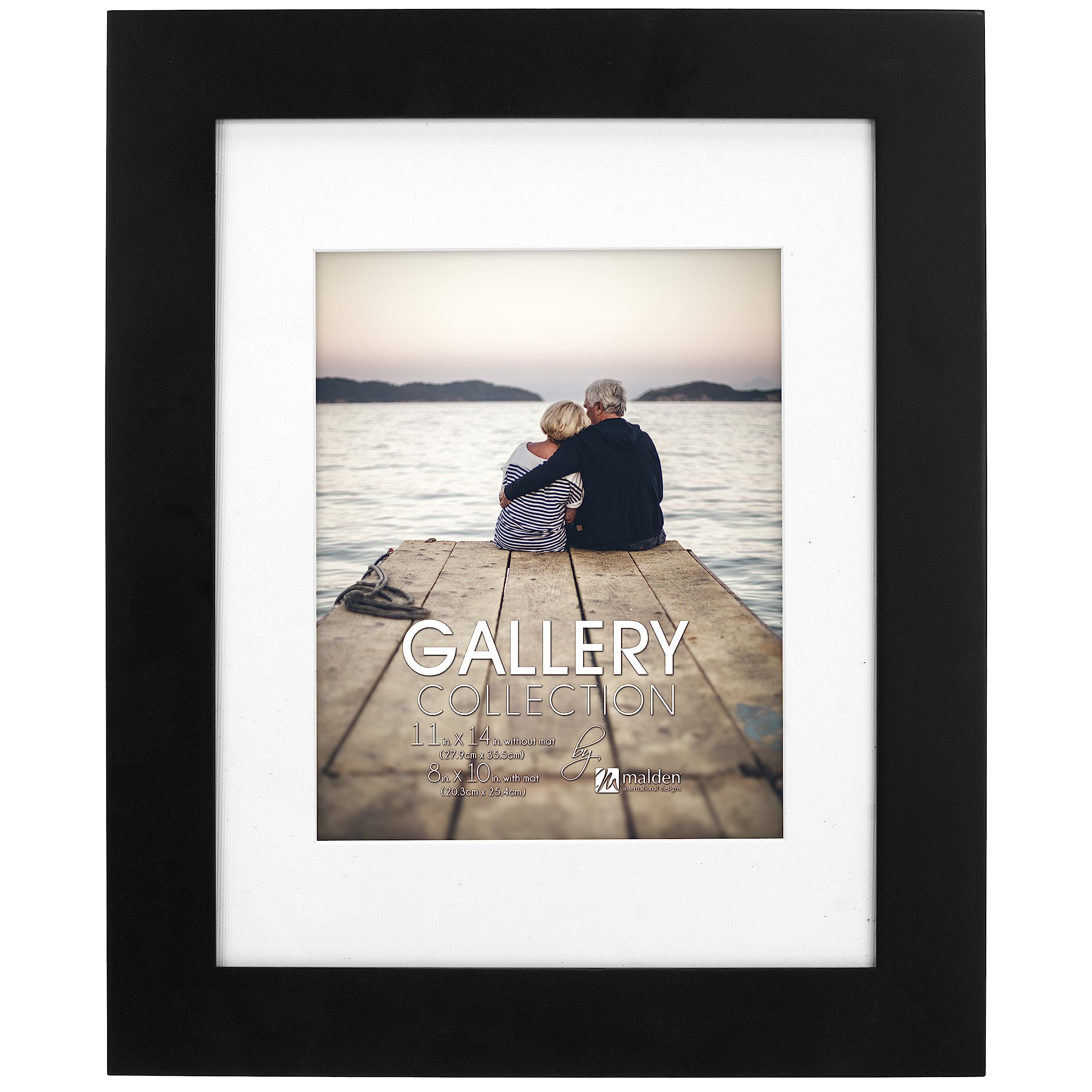 Malden International Designs Manhattan Matted 8x10 Black Wall Picture Frame