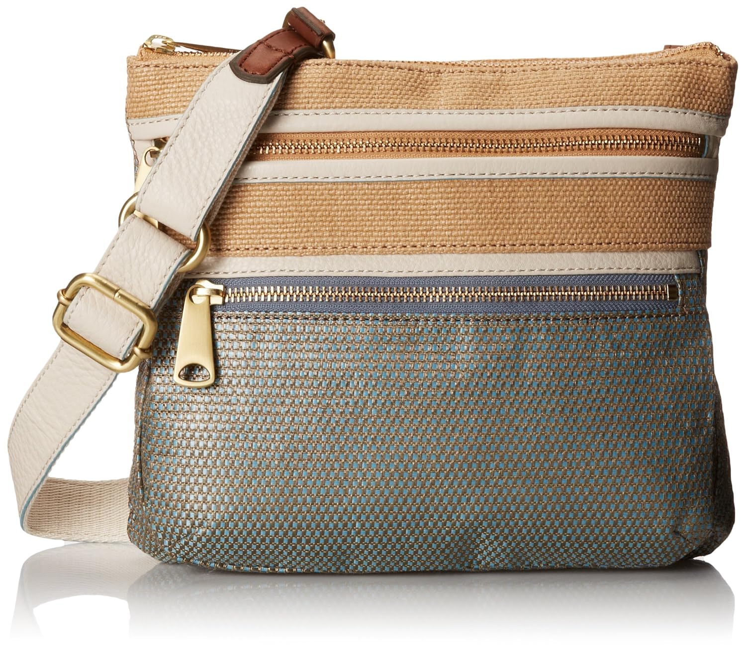 Fossil Explorer Straw Cross Body Bag, Tan, One Size Handbags