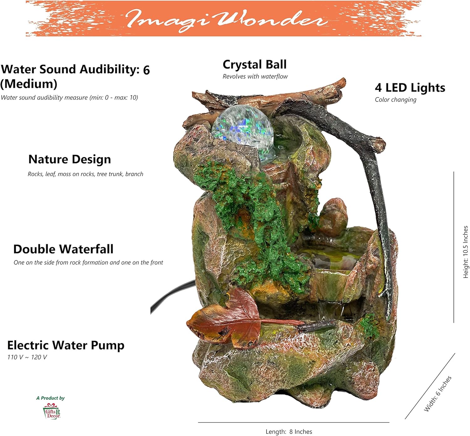 ImagiWonder Tabletop Fountain Indoor Fountain Natures Waterfall in Moss Rocks: Home & Kitchen