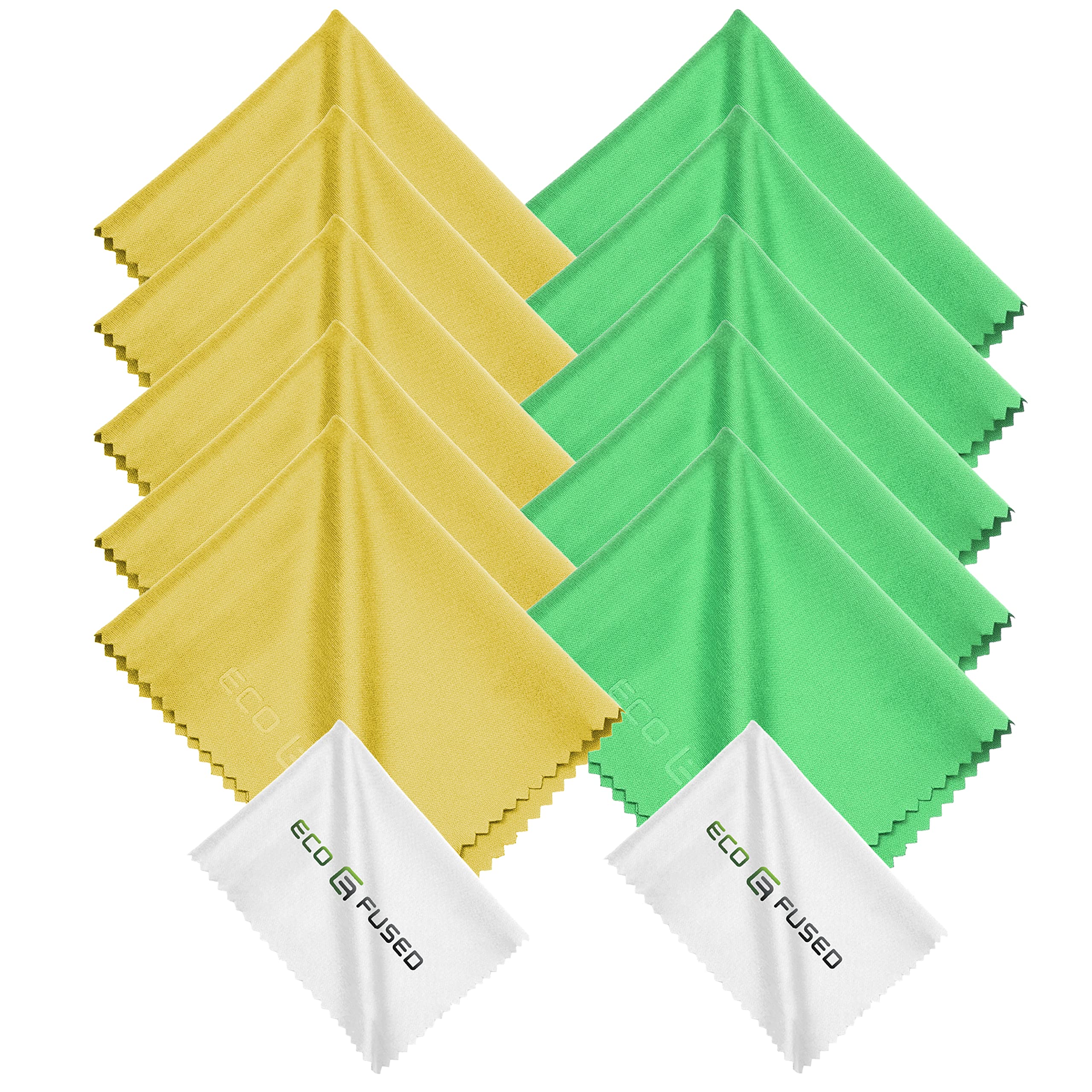 Eco-Fused Microfiber Cleaning Cloths - 12 Pack - Ideal for Cleaning Glasses, Spectacles, Camera Lenses, iPad, Tablets, Smartphones, iPhone, Android Phones, Laptops, LCD Screens and Other Delicate Surfaces