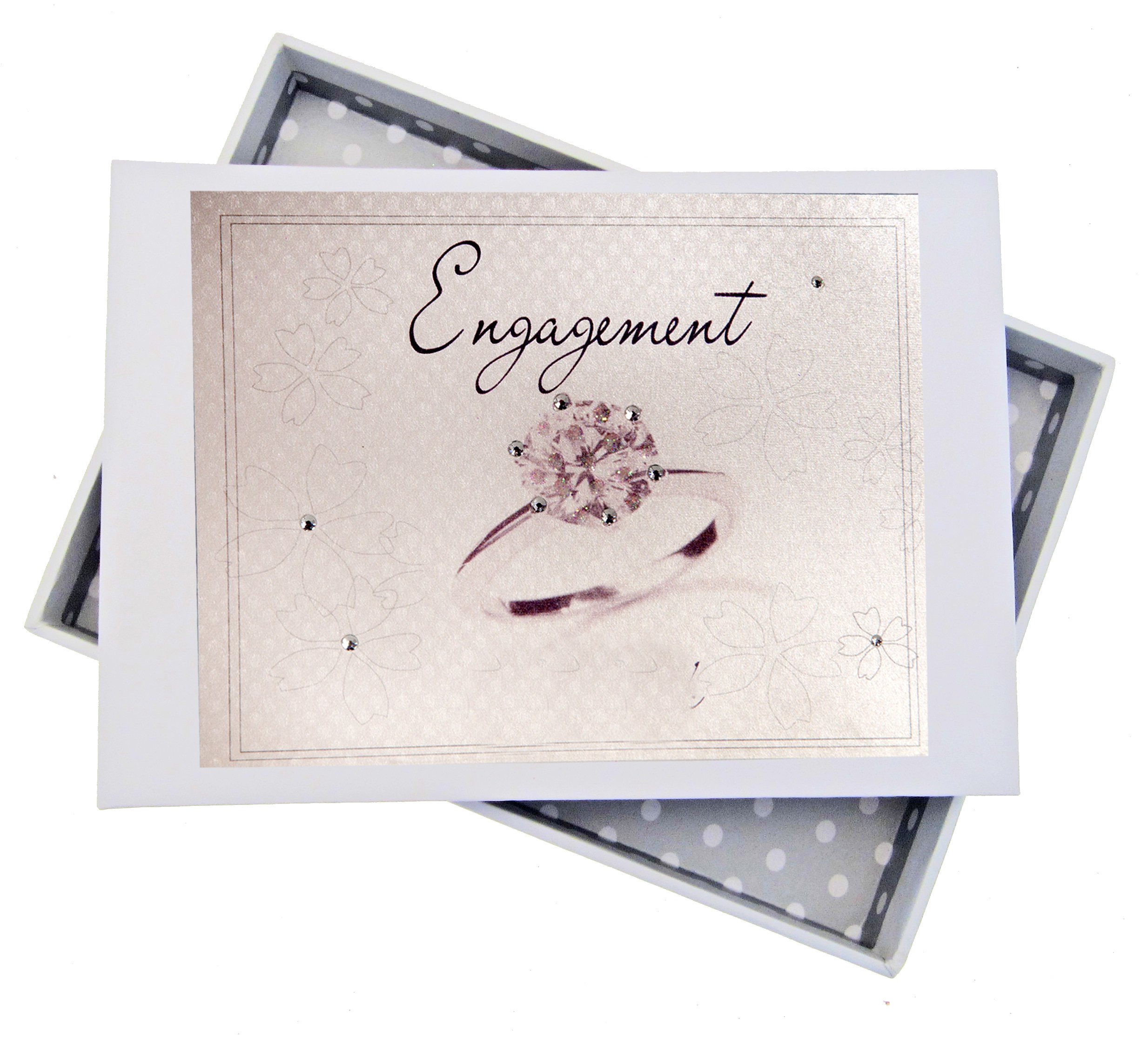 White Cotton Cards Engagement Tiny Album Diamond Ring, Wood, 12.5 x 17.5 x 2.5 cm