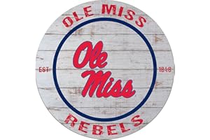 KH Sports Fan Ole Miss Rebels Weathered Circle Sign, 20x20 Inches, Rebels Decor for Dorm Room, Bedroom, Fan Cave, Living Room; Display Your Team Spirit with This Unique Mississippi Rebels Wall Art
