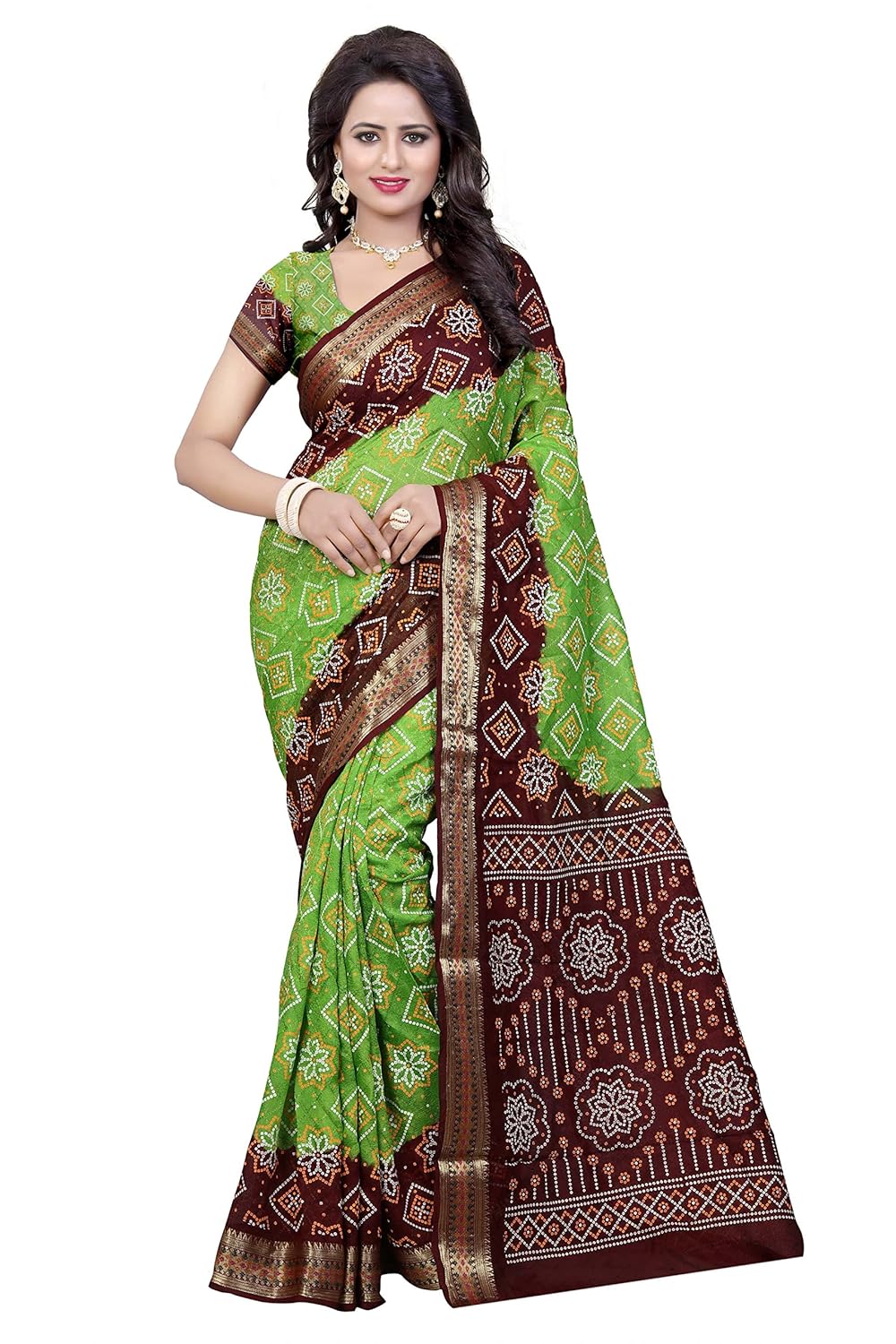 dealsure women's multicolor art silk bandhani saree
