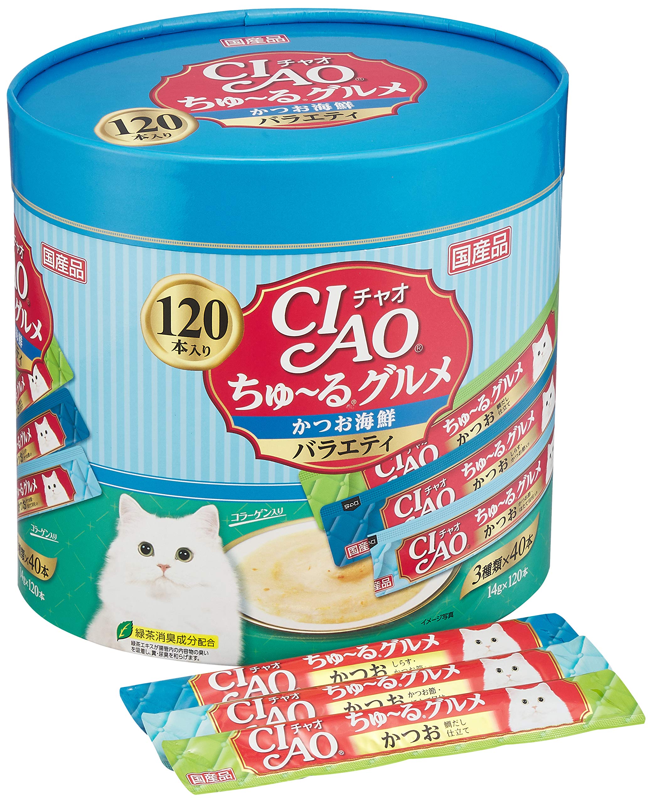 チャオ (CIAO) 猫用おやつ ちゅ~る グルメ かつお海鮮バラエティ 14グラム (x 120)商品画像